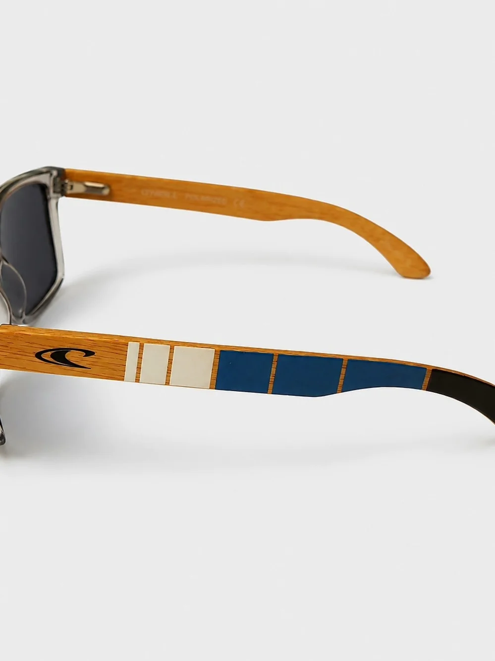 O'NEILL Sunglasses Gray Lenses Clear Transparent Frame Wood Temples Unisex